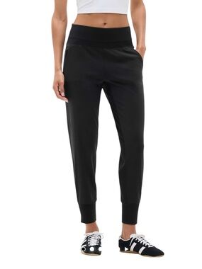 Athleta - Venice High Rise Jogger Black Athleisure Travel Pants Sz M Tall